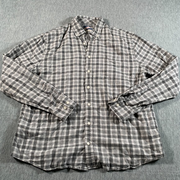 johnnie-O Other - Johnnie-O Shirt Mens Large Gray Gingham Button Down 100% Cotton Casual Lined